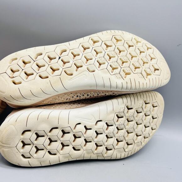 Nike Shoes Womens 9 Pink Beige Free RN Flyknit 2018 Running Athletic Sneakers - Picture 9 of 10